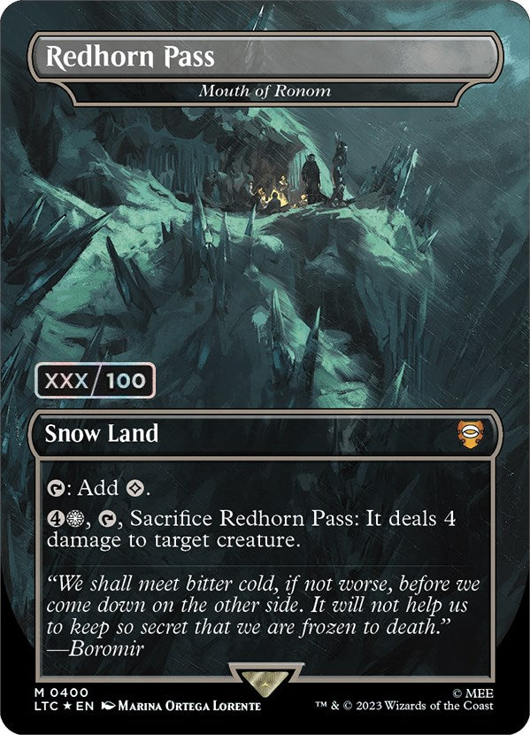 Redhorn Pass - Mouth of Ronom (Borderless) (Serialized) [The Lord of the Rings: Tales of Middle-Earth Commander] Magic: The Gathering