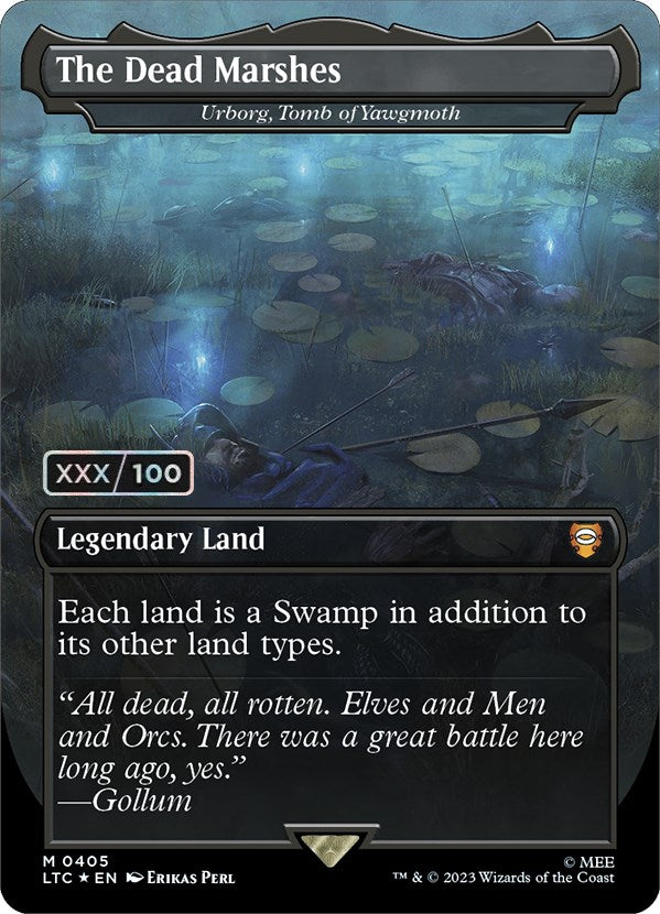 The Dead Marshes - Urborg, Tomb of Yawgmoth (Borderless) (Serialized) [The Lord of the Rings: Tales of Middle-Earth Commander] Magic: The Gathering