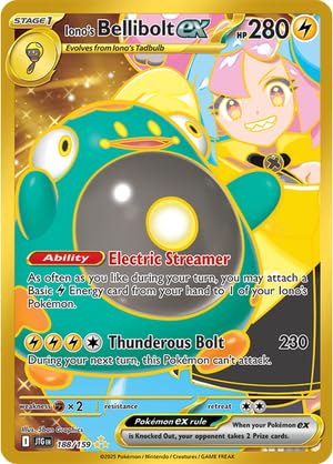 Pokemon - Ionos Bellibolt ex 188/159  Journey Together  Gold Foil Hyper Rare  Single Card Pokémon