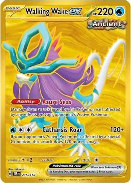 Pokemon  Walking Wake ex - 215/162 - Temporal Forces  Hyper Rare Gold  Foil Card Pokémon