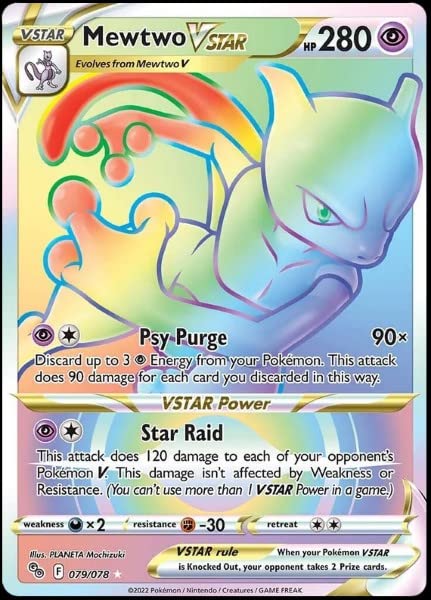 Mewtwo Vstar 079/078 - Pokemon Go - Secret Rare - Rainbow Card Pokémon