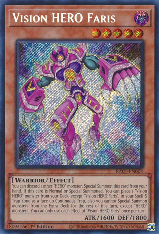 Vision HERO Faris [RA01-EN004] Secret Rare Yu-Gi-Oh!