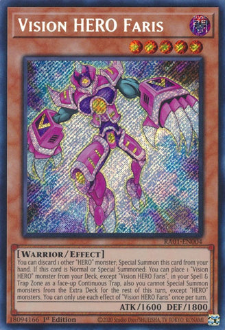 Vision HERO Faris [RA01-EN004] Secret Rare Yu-Gi-Oh!