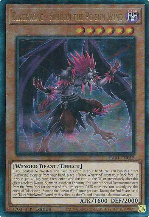Blackwing - Simoon the Poison Wind [RA01-EN012] Prismatic Ultimate Rare Yu-Gi-Oh!