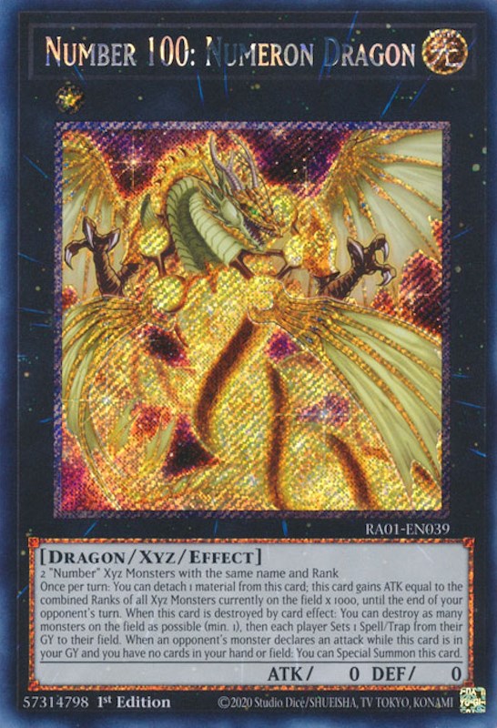 Number 100: Numeron Dragon [RA01-EN039] Platinum Secret Rare Yu-Gi-Oh!