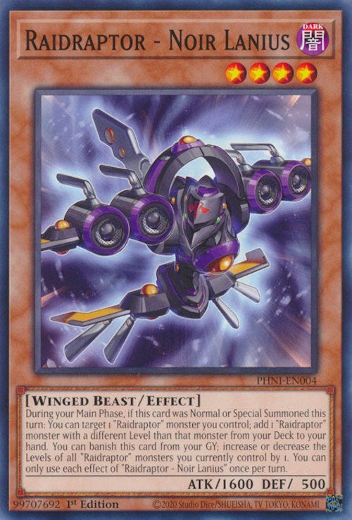 Raidraptor - Noir Lanius [PHNI-EN004] Common Yu-Gi-Oh!