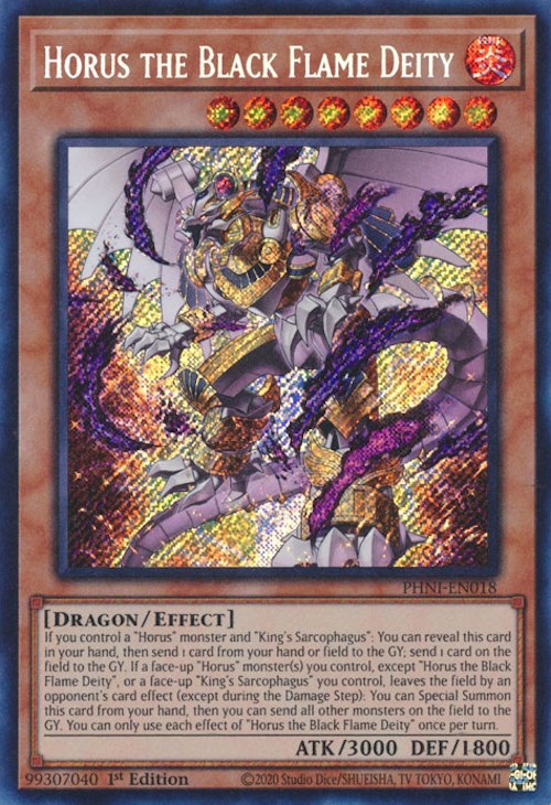 Horus the Black Flame Deity [PHNI-EN018] Secret Rare Yu-Gi-Oh!