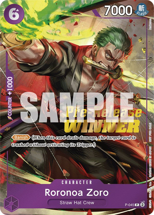 Roronoa Zoro (OP-06 Pre-Release Tournament) [Winner] [One Piece Promotion Cards] Bandai