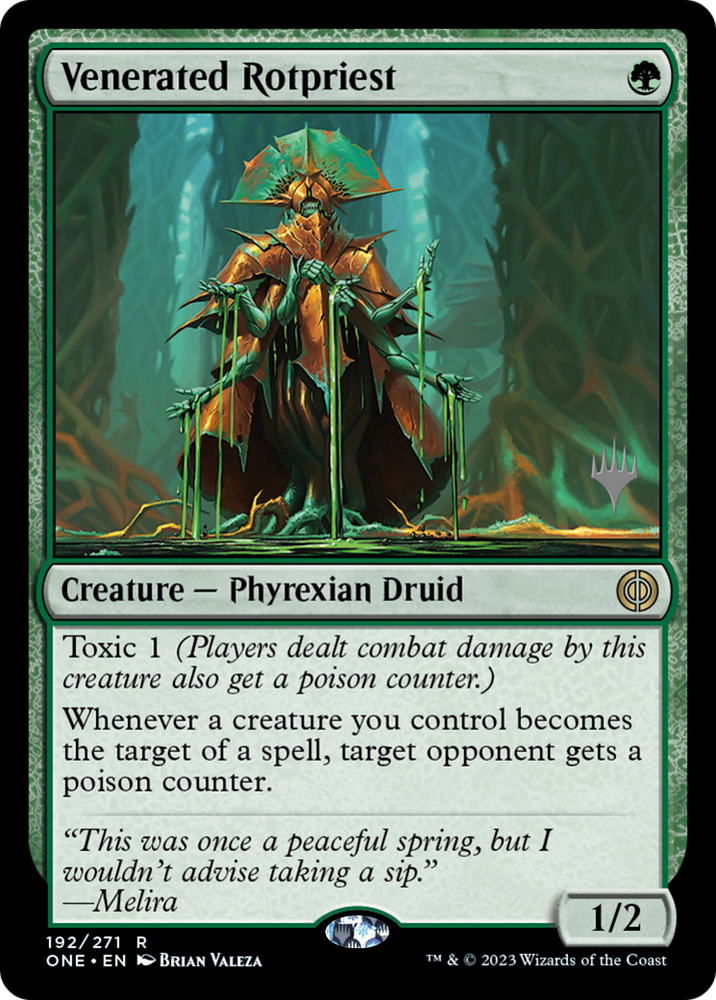 Venerated Rotpriest (Promo Pack) [Phyrexia: All Will Be One Promos] Magic: The Gathering