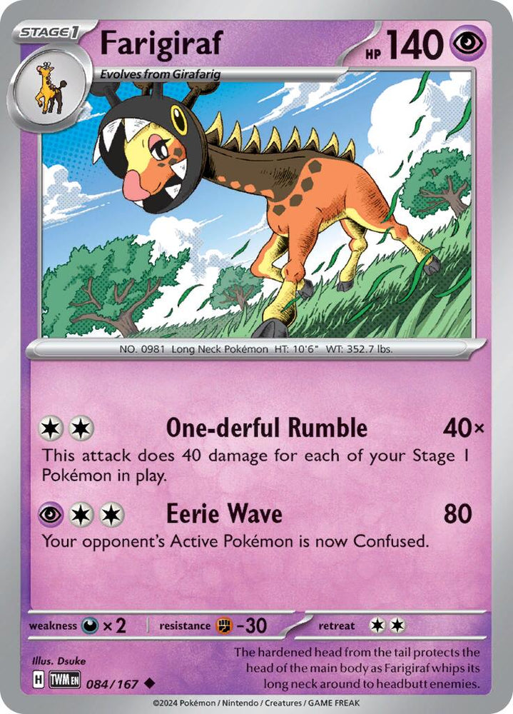Farigiraf (084/167) [Scarlet & Violet: Twilight Masquerade] Pokémon