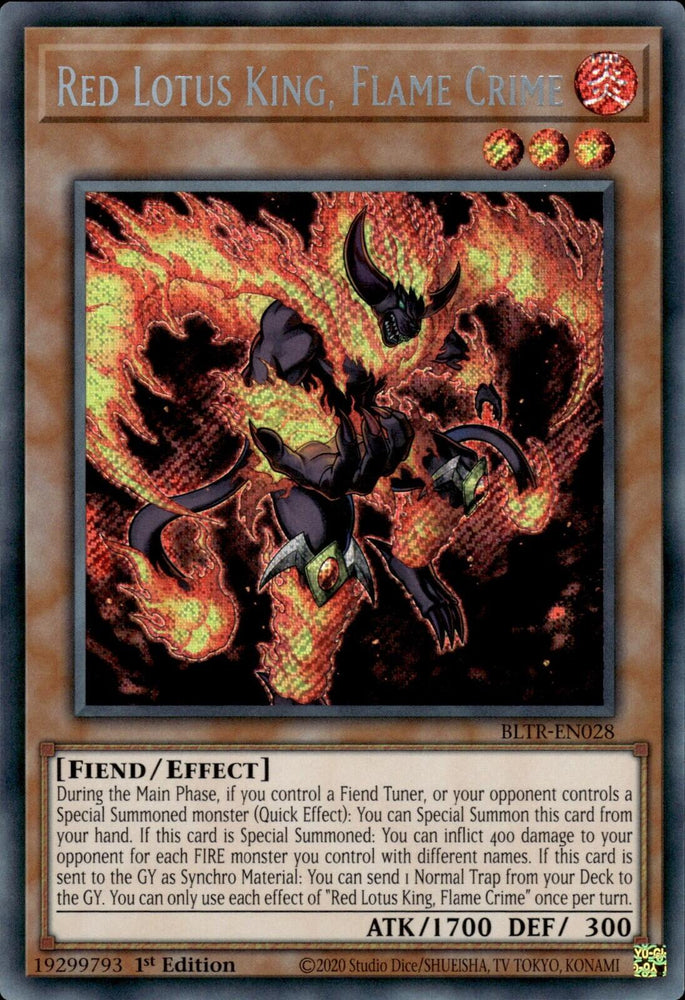 Red Lotus King, Flame Crime [BLTR-EN028] Secret Rare Yu-Gi-Oh!