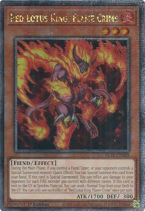 Red Lotus King, Flame Crime (Quarter Century Secret Rare) [BLTR-EN028] Quarter Century Secret Rare Yu-Gi-Oh!