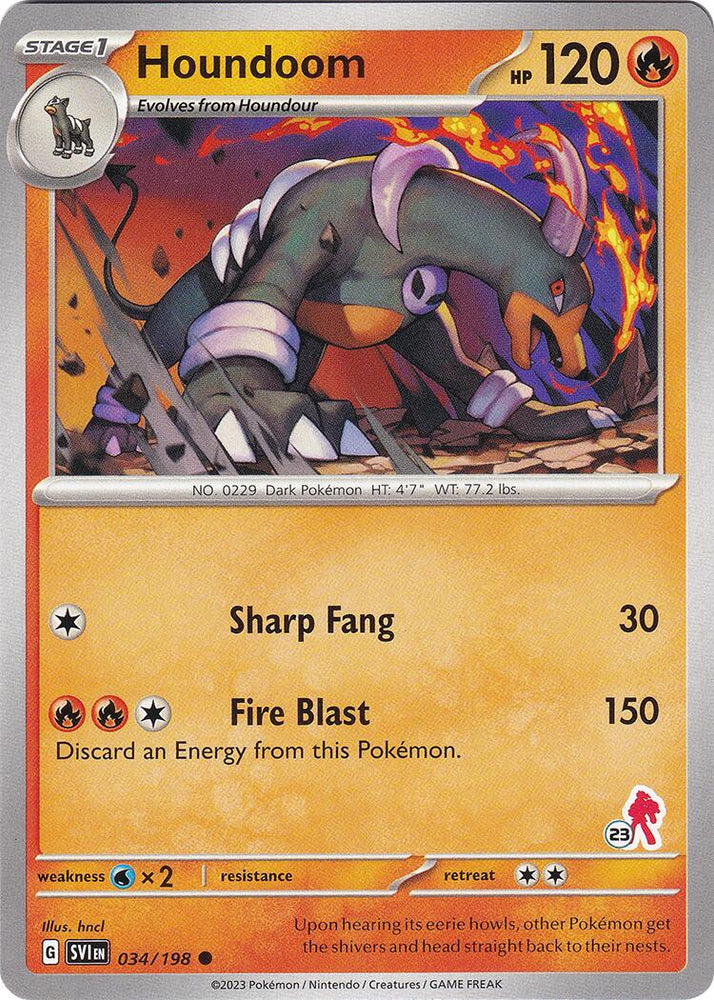 Houndoom (034/198) (Armarouge Stamp #23) [Battle Academy 2024] Pokémon