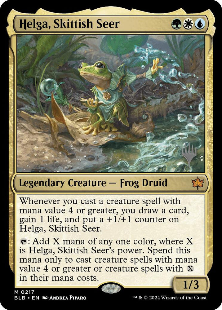 Helga, Skittish Seer (Promo Pack) [Bloomburrow Promos] Magic: The Gathering
