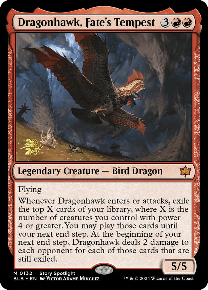 Dragonhawk, Fate's Tempest [Bloomburrow Prerelease Promos] Magic: The Gathering
