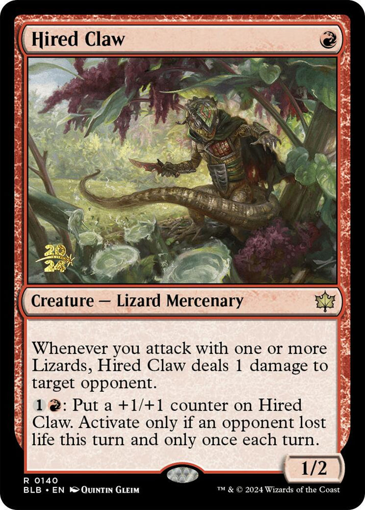 Hired Claw [Bloomburrow Prerelease Promos] Magic: The Gathering