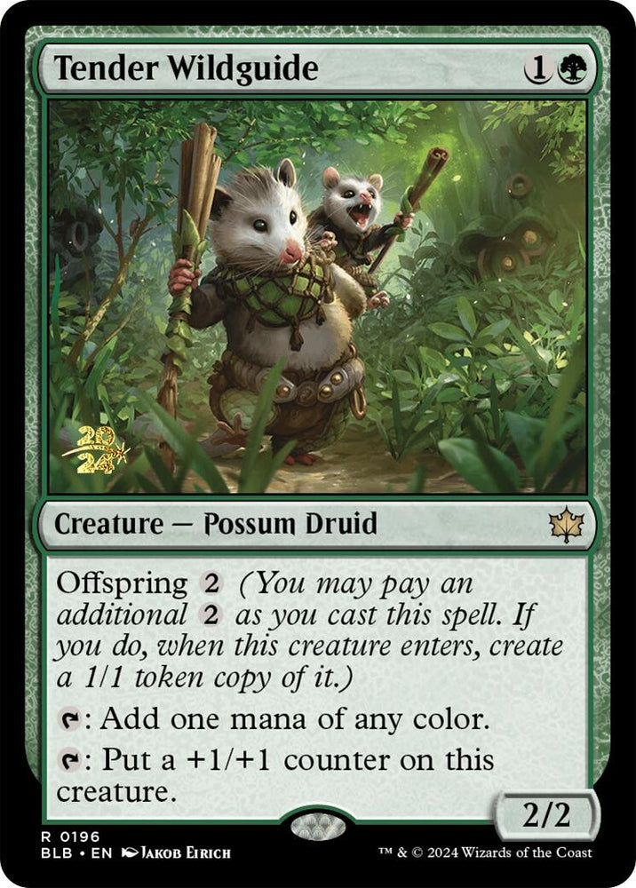 Tender Wildguide [Bloomburrow Prerelease Promos] Magic: The Gathering
