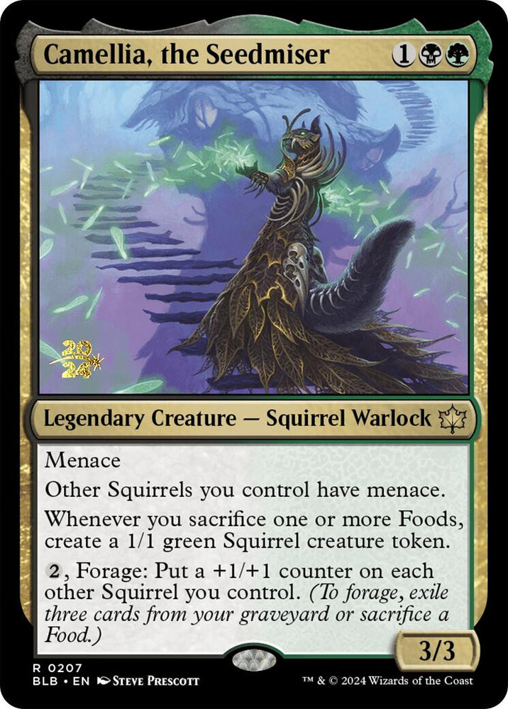 Camellia, the Seedmiser [Bloomburrow Prerelease Promos] Magic: The Gathering