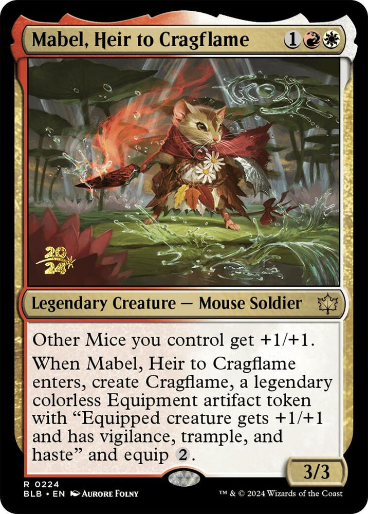 Mabel, Heir to Cragflame [Bloomburrow Prerelease Promos] Magic: The Gathering