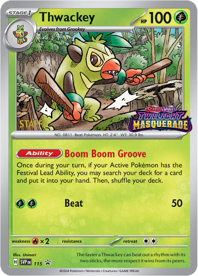 Thwackey (115) (Staff) [Scarlet & Violet: Black Star Promos] Pokémon
