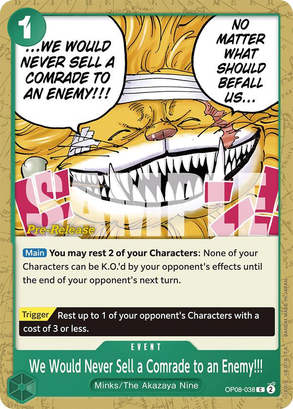 We Would Never Sell a Comrade to an Enemy!!! [Two Legends Pre-Release Cards] Bandai