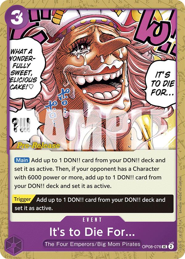 It's to Die For [Two Legends Pre-Release Cards] Bandai