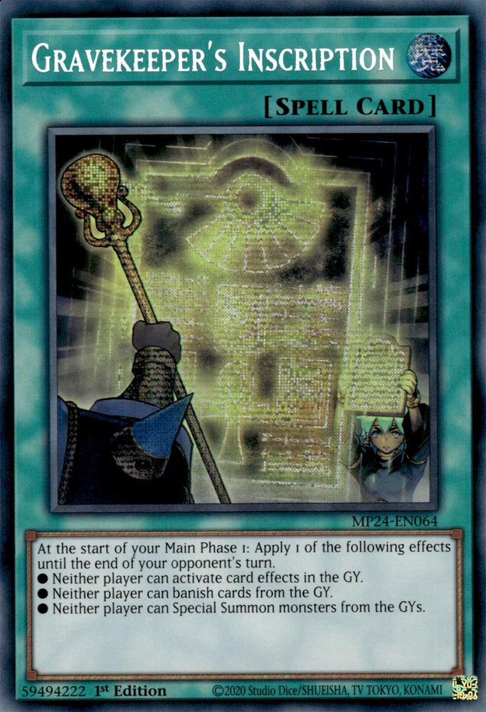 Gravekeeper's Inscription [MP24-EN064] Prismatic Secret Rare Yu-Gi-Oh!
