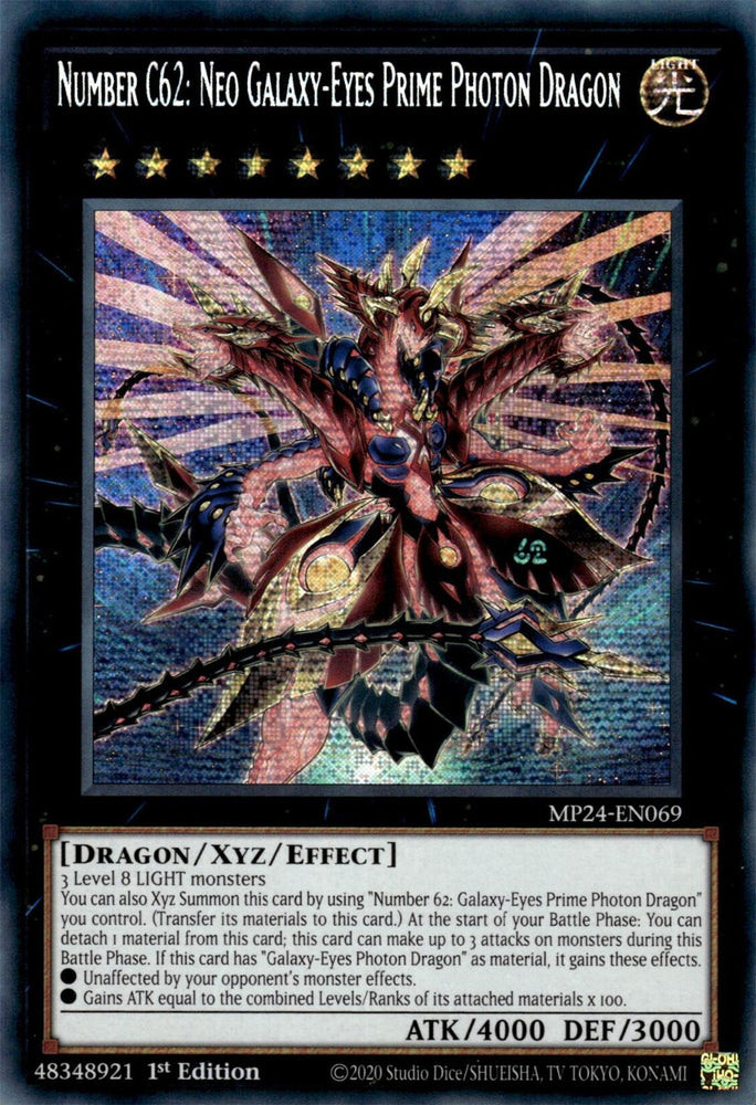 Number C62: Neo Galaxy-Eyes Prime Photon Dragon [MP24-EN069] Prismatic Secret Rare Yu-Gi-Oh!