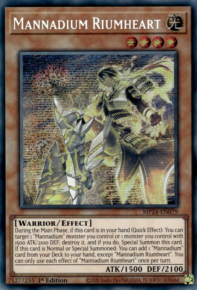 Mannadium Riumheart [MP24-EN079] Prismatic Secret Rare Yu-Gi-Oh!