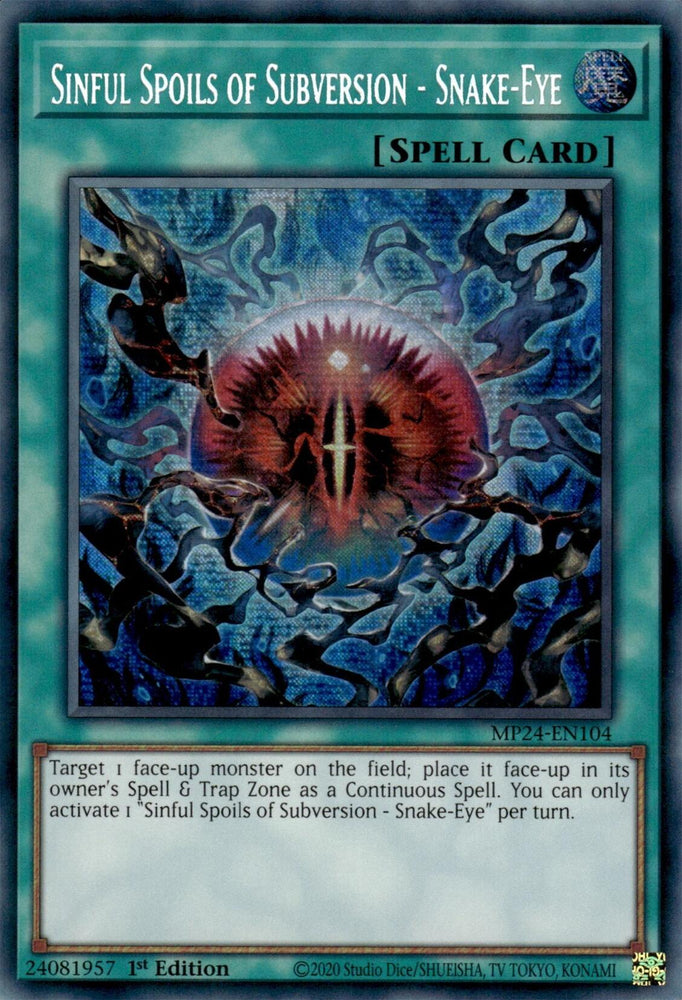 Sinful Spoils of Subversion - Snake-Eye [MP24-EN104] Prismatic Secret Rare Yu-Gi-Oh!