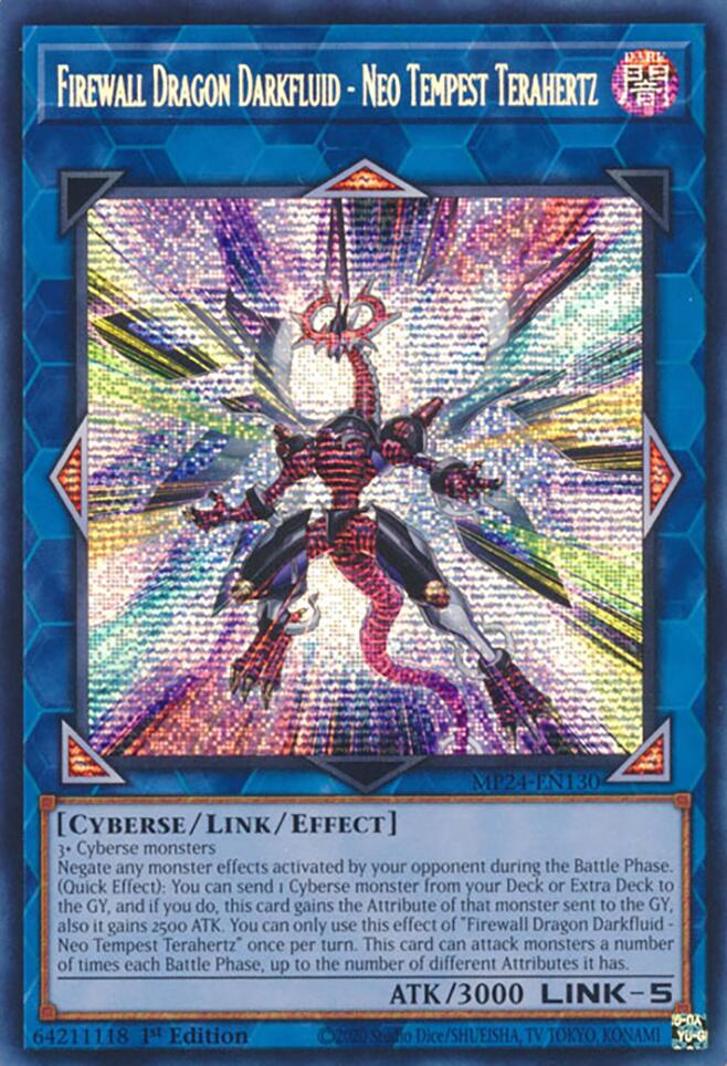 Firewall Dragon Darkfluid - Neo Tempest Terahertz [MP24-EN130] Prismatic Secret Rare Yu-Gi-Oh!