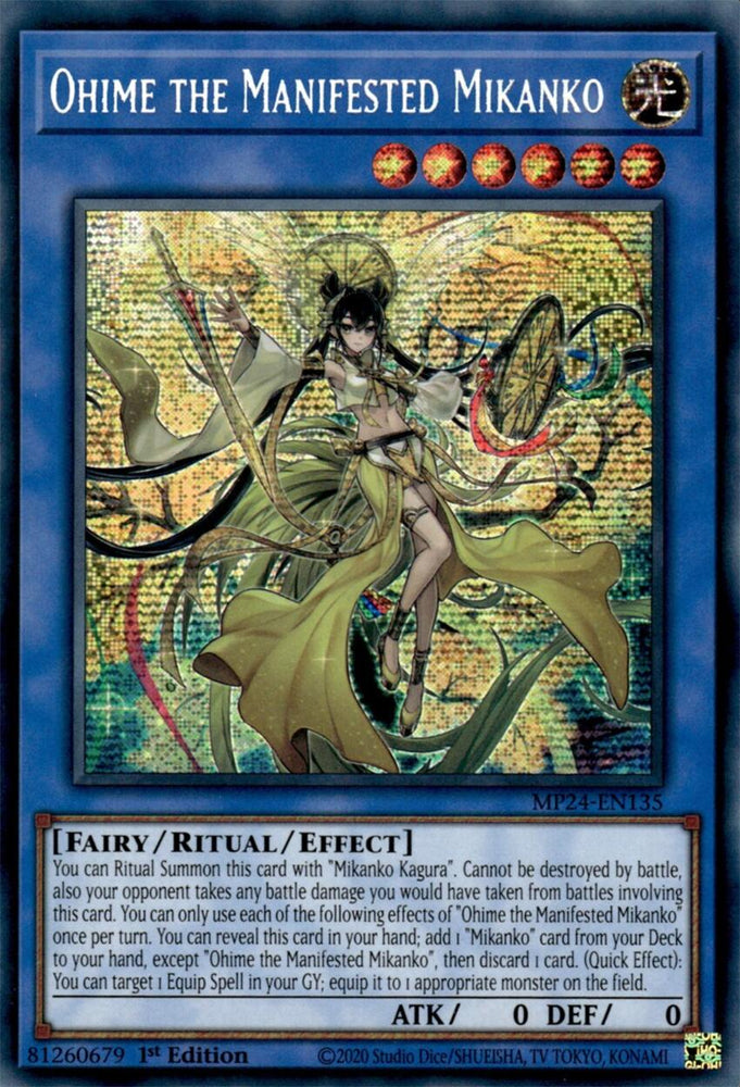 Ohime the Manifested Mikanko [MP24-EN135] Prismatic Secret Rare Yu-Gi-Oh!