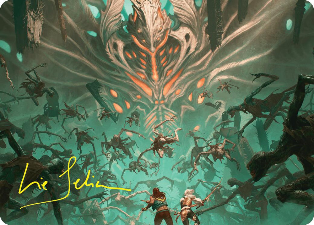 Valgavoth's Onslaught Art Card (Gold-Stamped Signature) [Duskmourn: House of Horror Art Series] Magic: The Gathering