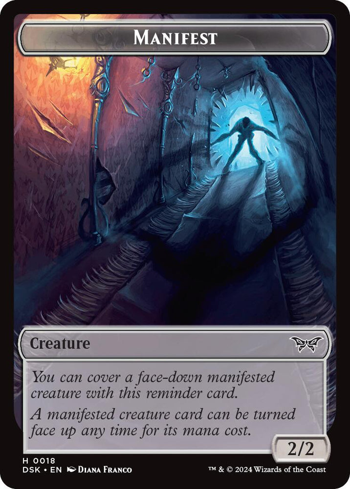 Demon // Manifest Double-Sided Token [Duskmourn: House of Horror Tokens] Magic: The Gathering
