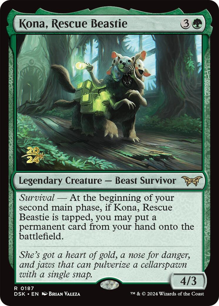 Kona, Rescue Beastie (0187) [Duskmourn: House of Horror Prerelease Promos] Magic: The Gathering