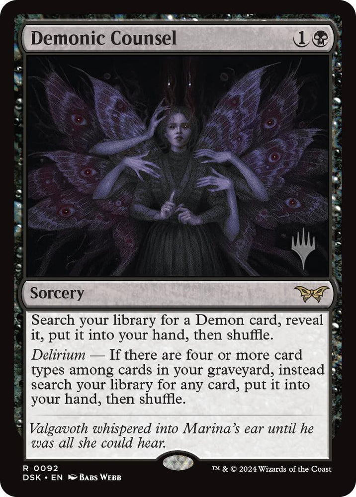 Demonic Counsel (Promo Pack) [Duskmourn: House of Horror Promos] Magic: The Gathering