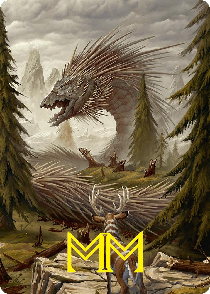 Quilled Greatwurm Art Card (44/54) (Gold-Stamped Signature) [Foundations Art Series] Magic: The Gathering