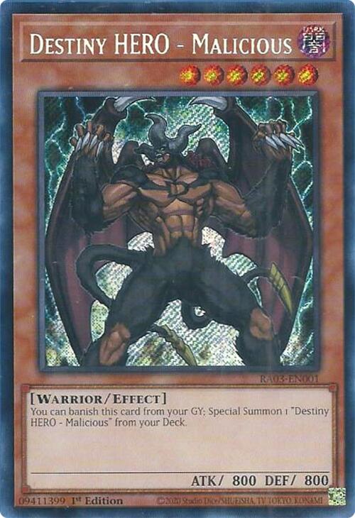 Destiny HERO - Malicious (Secret Rare) [RA03-EN001] Secret Rare Yu-Gi-Oh!