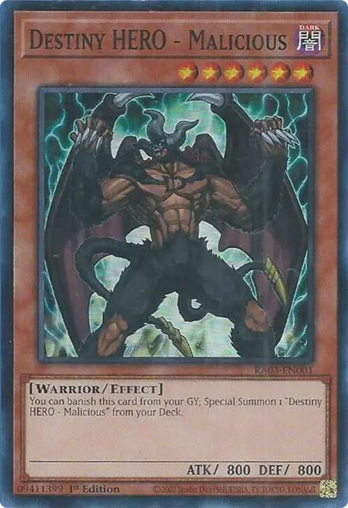 Destiny HERO - Malicious [RA03-EN001] Super Rare Yu-Gi-Oh!