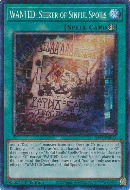 WANTED: Seeker of Sinful Spoils (CR) [RA03-EN074] Prismatic Collector's Rare Yu-Gi-Oh!