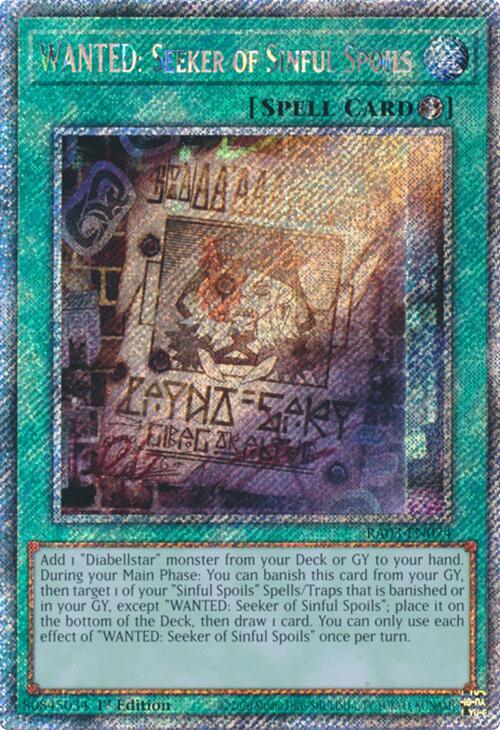 WANTED: Seeker of Sinful Spoils (Platinum Secret Rare) [RA03-EN074] Platinum Secret Rare Yu-Gi-Oh!