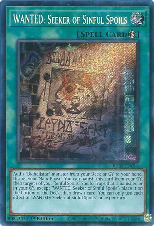 WANTED: Seeker of Sinful Spoils (Secret Rare) [RA03-EN074] Secret Rare Yu-Gi-Oh!