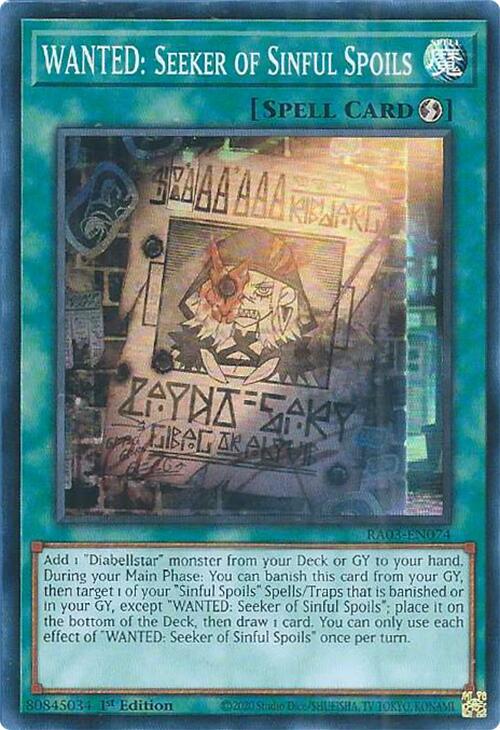 WANTED: Seeker of Sinful Spoils [RA03-EN074] Super Rare Yu-Gi-Oh!