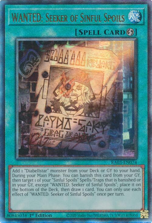 WANTED: Seeker of Sinful Spoils (UTR) [RA03-EN074] Prismatic Ultimate Rare Yu-Gi-Oh!