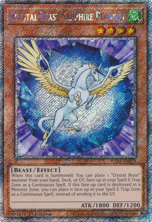 Crystal Beast Sapphire Pegasus (Platinum Secret Rare) [RA03-EN179] Platinum Secret Rare Yu-Gi-Oh!