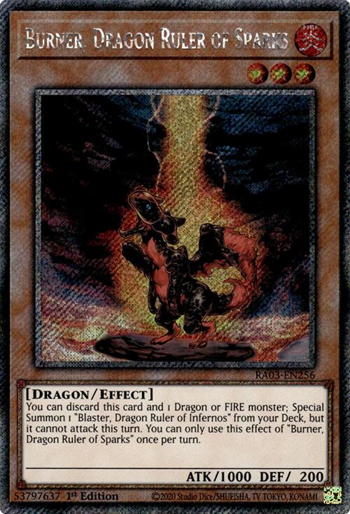 Burner, Dragon Ruler of Sparks (Platinum Secret Rare) [RA03-EN256] Platinum Secret Rare Yu-Gi-Oh!