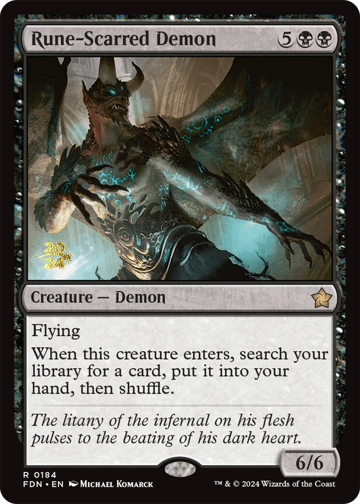 Rune-Scarred Demon [Foundations Prerelease Promos] Magic: The Gathering
