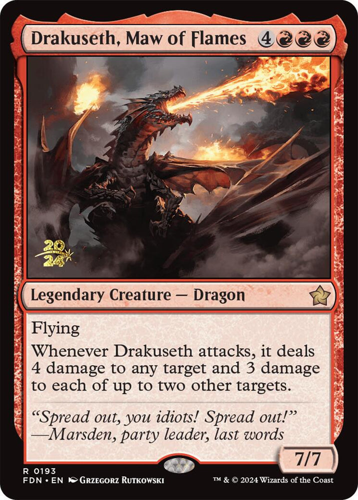 Drakuseth, Maw of Flames [Foundations Prerelease Promos] Magic: The Gathering