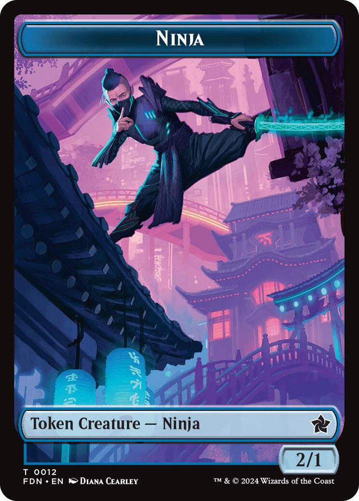 Emblem - Kaito, Cunning Infiltrator // Ninja Doubled-Sided Token [Foundations Tokens] Magic: The Gathering