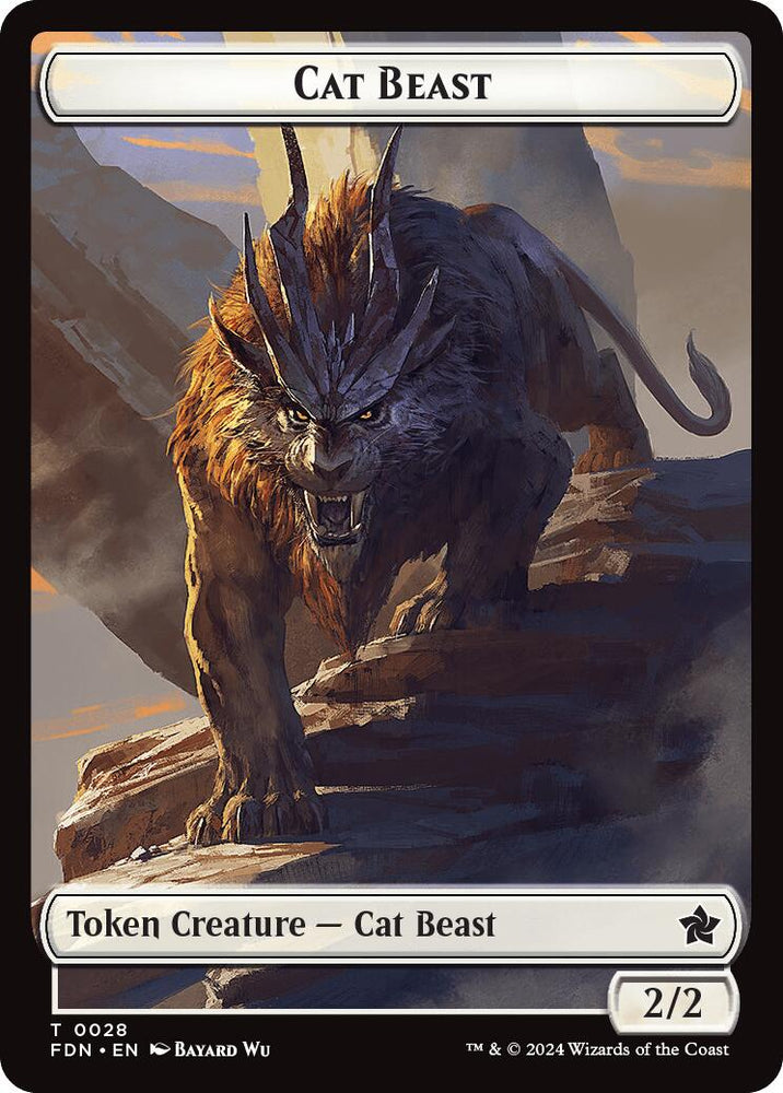 Cat Beast // Dragon (0017) Double-Sided Token [Foundations Tokens] Magic: The Gathering